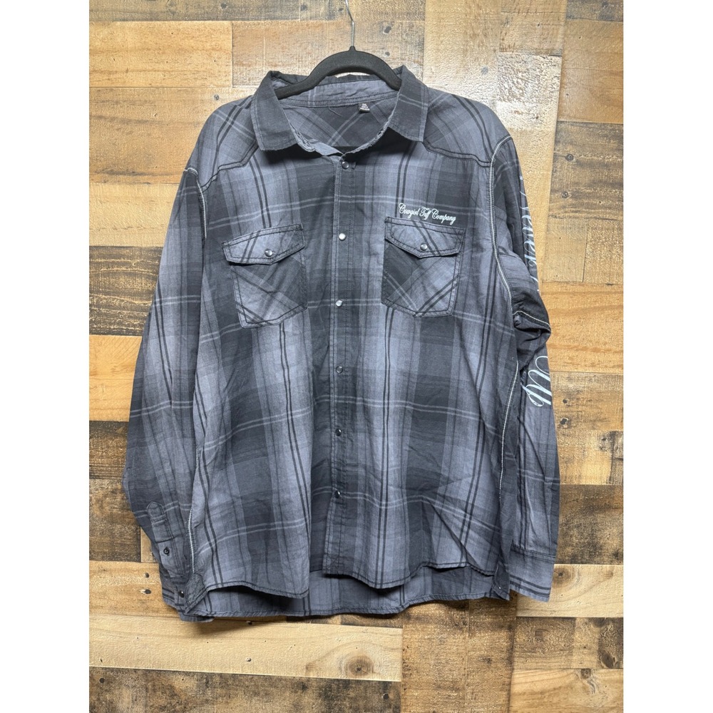 Cowgirl Tuff Company Plaid Snap Button Long Sleeve Shirt Mens 2XL Gray